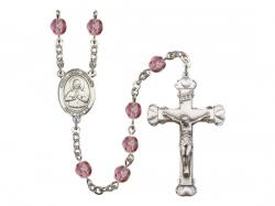  St. John Vianney Centre w/Fire Polished Bead Rosary in 12 Colors 