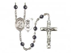  St. Christopher/Soccer Centre Rosary w/Hematite Beads 