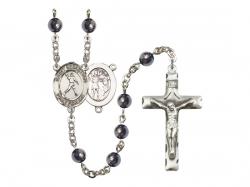  St. Sebastian/Football Centre Rosary w/Hematite Beads 