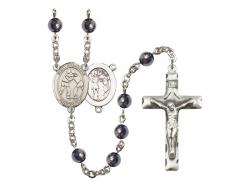  St. Sebastian/Wrestling Centre Rosary w/Hematite Beads 