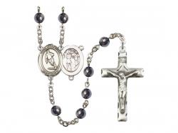  St. Sebastian/Rugby Centre Rosary w/Hematite Beads 