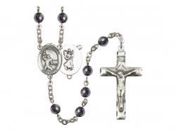  St. Christopher/Football Centre Rosary w/Hematite Beads 