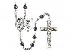  St. Christopher/Softball Centre Rosary w/Hematite Beads 