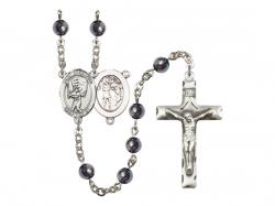  St. Sebastian/Baseball Centre Rosary w/Hematite Beads 