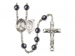  St. Sebastian/Baseball Centre Rosary w/Hematite Beads 