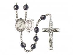  St. Sebastian/Soccer Centre Rosary w/Hematite Beads 