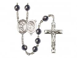  St. Sebastian/Surfing Centre Rosary w/Hematite Beads 