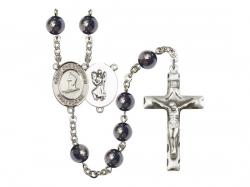  St. Christopher/Skiing Centre Rosary w/Hematite Beads 