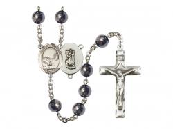  St. Christopher/Fishing Centre Rosary w/Hematite Beads 