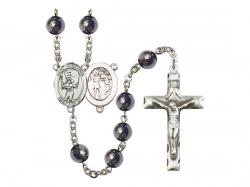  St. Sebastian/Baseball Centre Rosary w/Hematite Beads 