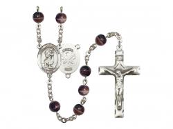  St. Christopher/National Guard Centre Rosary w/Brown Beads 