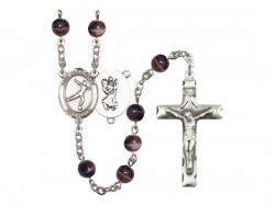  St. Christopher/Figure Skating Centre Rosary w/Brown Beads 