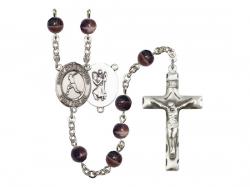  St. Christopher/Baseball Centre Rosary w/Brown Beads 