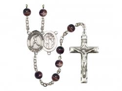  St. Sebastian/Baseball Centre Rosary w/Brown Beads 