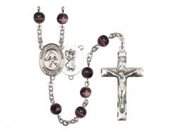  St. Christopher/Field Hockey Centre Rosary w/Brown Beads 