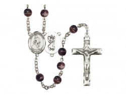  St. Christopher/Wrestling Centre Rosary w/Brown Beads 