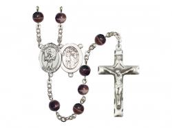  St. Sebastian/Baseball Centre Rosary w/Brown Beads 