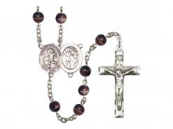  St. Sebastian/Soccer Women Centre Rosary w/Brown Beads 