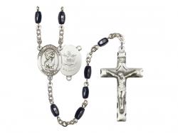  St. Christopher/Army Centre Rosary w/Black Onyx Beads 