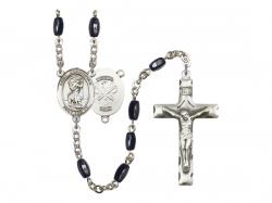  St. Christopher/National Guard Centre Rosary w/Black Onyx Beads 