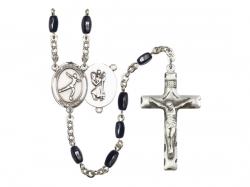  St. Christopher/Figure Skating Centre Rosary w/Black Onyx Beads 