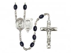  St. Christopher/National Guard Centre Rosary w/Black Onyx Beads 