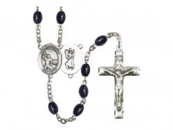  St. Christopher/Football Centre Rosary w/Black Onyx Beads 