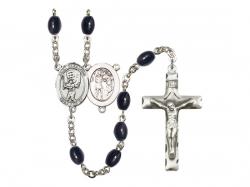  St. Sebastian/Baseball Centre Rosary w/Black Onyx Beads 