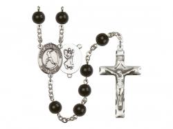  St. Christopher/Baseball Centre Rosary w/Black Onyx Beads 