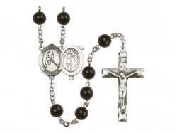  St. Sebastian/Ice Hockey Centre Rosary w/Black Onyx Beads 