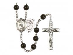  St. Sebastian/Rugby Centre Rosary w/Black Onyx Beads 