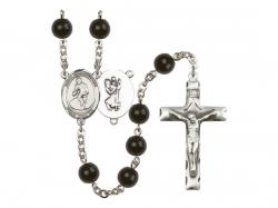  St. Christopher/Wrestling Centre Rosary w/Black Onyx Beads 