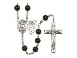  St. Sebastian/Swimming Centre Rosary w/Black Onyx Beads 