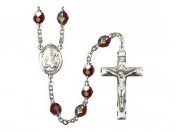  St. Andrew the Apostle Center Rosary w/Aurora Borealis Garnet Beads 