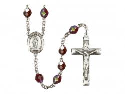  St. Barbara Center Rosary w/Aurora Borealis Garnet Beads 