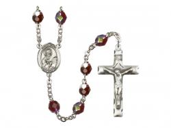  St. Paul the Apostle Centre Rosary w/Aurora Borealis Garnet Beads 