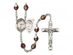  St. Sebastian/Tennis Centre Rosary w/Aurora Borealis Garnet Beads 