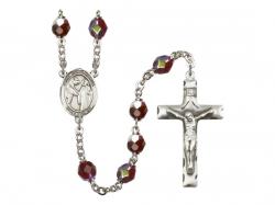  St. Columbanus Centre Rosary w/Aurora Borealis Garnet Beads 