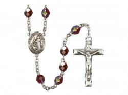  St. Raymond of Penafort Centre Rosary w/Aurora Borealis Garnet Beads 