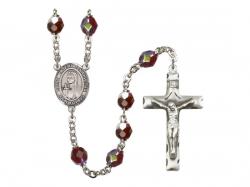  St. Kateri Tekakwitha Centre Rosary w/Aurora Borealis Garnet Beads 