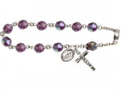  Rosary Bracelet w/Swarovski Aurora Borealis Bead in Assorted Colors 