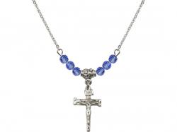  Nail Crucifix Medal Birthstone Necklace Available in 15 Colors 