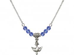  Holy Spirit Medal Birthstone Necklace Available in 15 Colors 