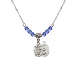  O/L of Guadalupe Medal Birthstone Necklace Available in 15 Colors 