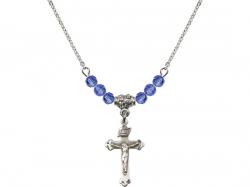  Crucifix Medal Birthstone Necklace Available in 15 Colors 