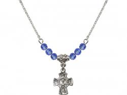  5-Way/Chalice Medal Birthstone Necklace Available in 15 Colors 