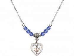  Holy Spirit Medal Birthstone Necklace Available in 15 Colors 