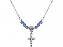  Crucifix Medal Birthstone Necklace Available in 15 Colors 