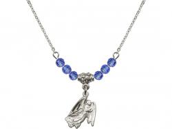  Guardian Angel Medal Birthstone Necklace Available in 15 Colors 