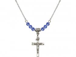  Crucifix Medal Birthstone Necklace Available in 15 Colors 